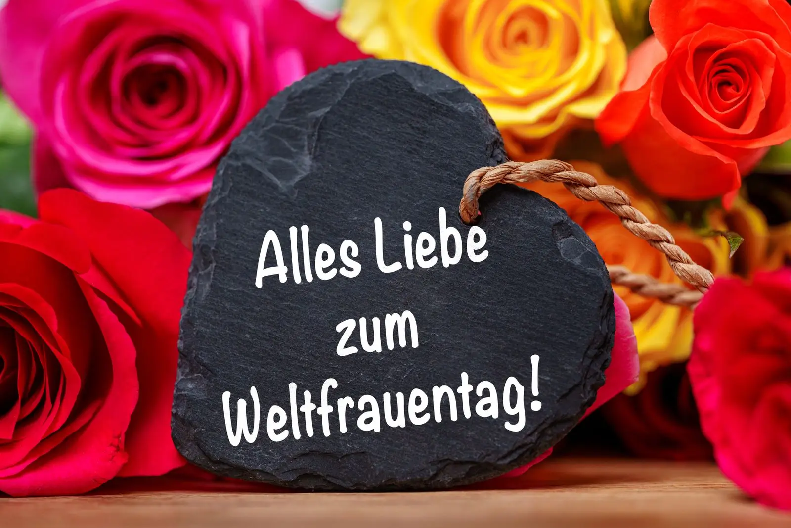 Alles liebe zum weltfrauentag! Schriftzug mit blumen