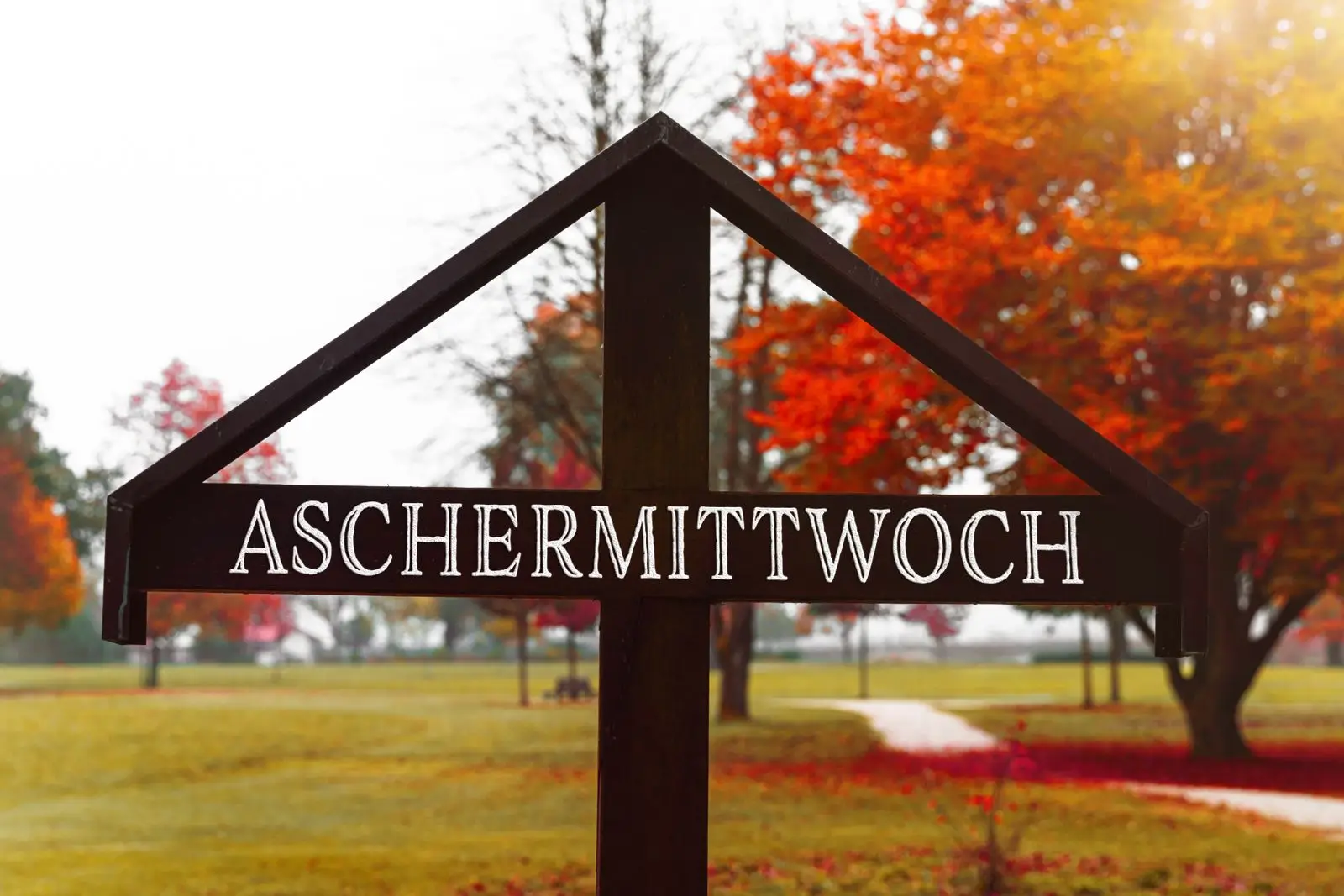 Aschermittwoch kruez vor landschaft