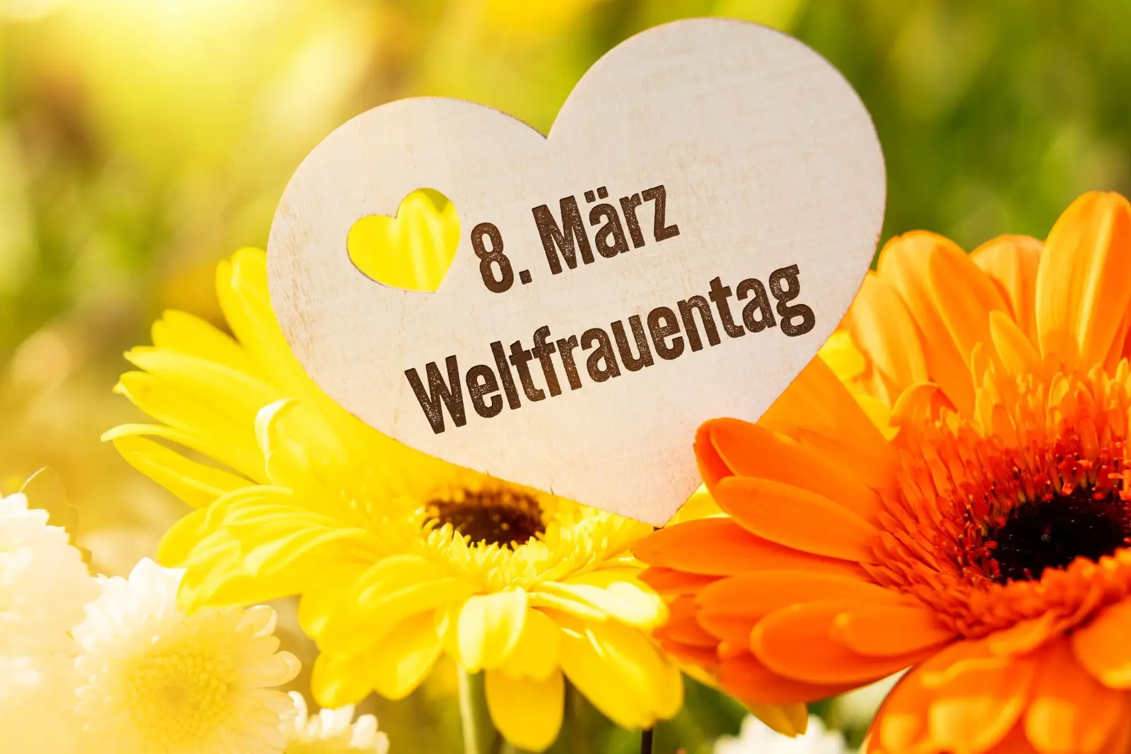 Bild zum weltfrauentag mit herz und blume