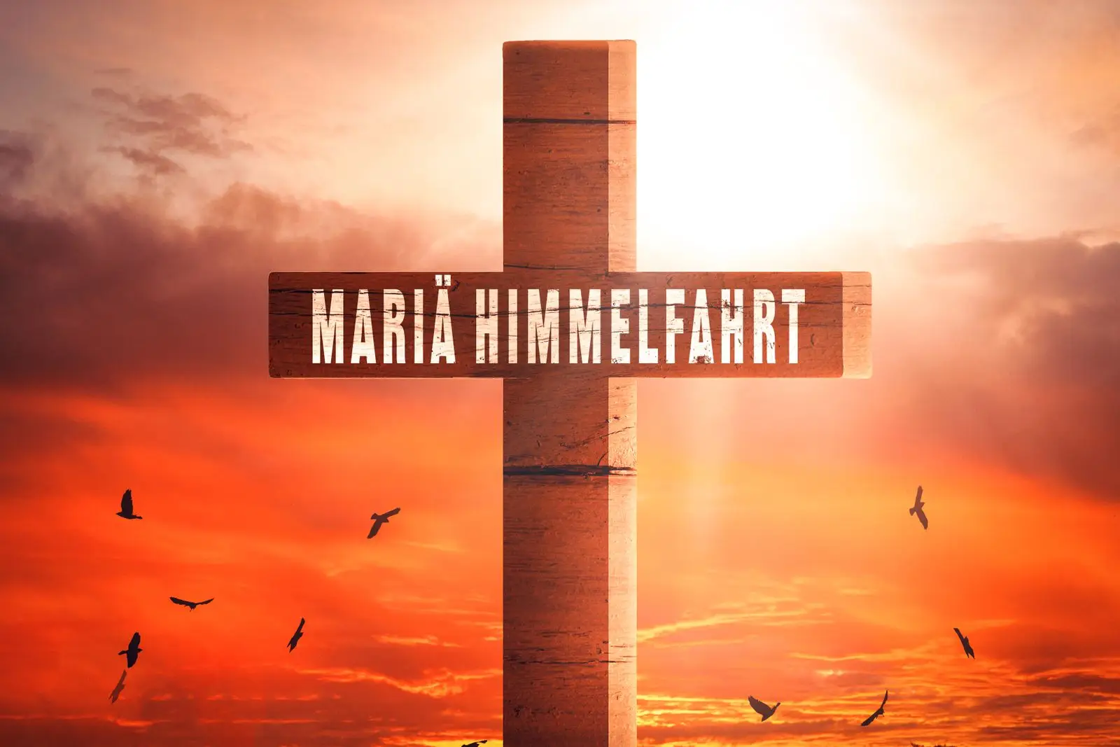 Maria himmelfahrt steht auf einem kreuz