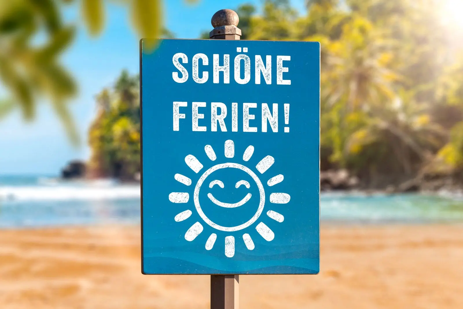 Schone ferien steht auf einem schild symbol fur ferien 2026