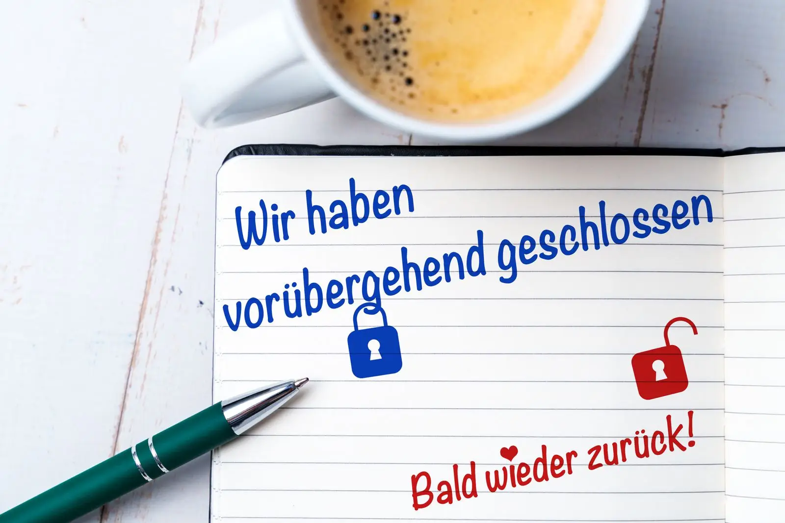 Vorübergehend geschlossen bild mit info