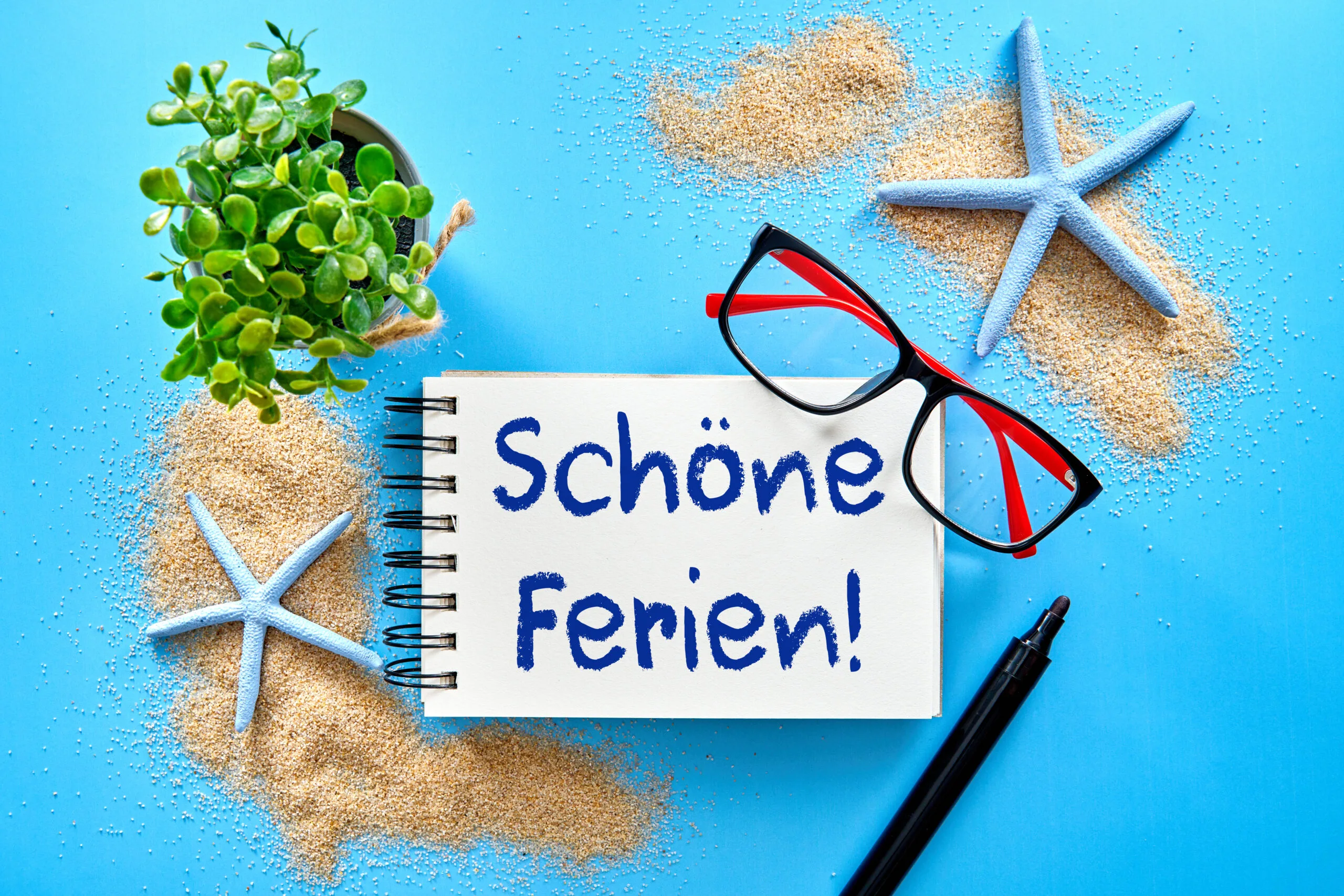 Sommerferien: schöne ferien vor urlaub deko