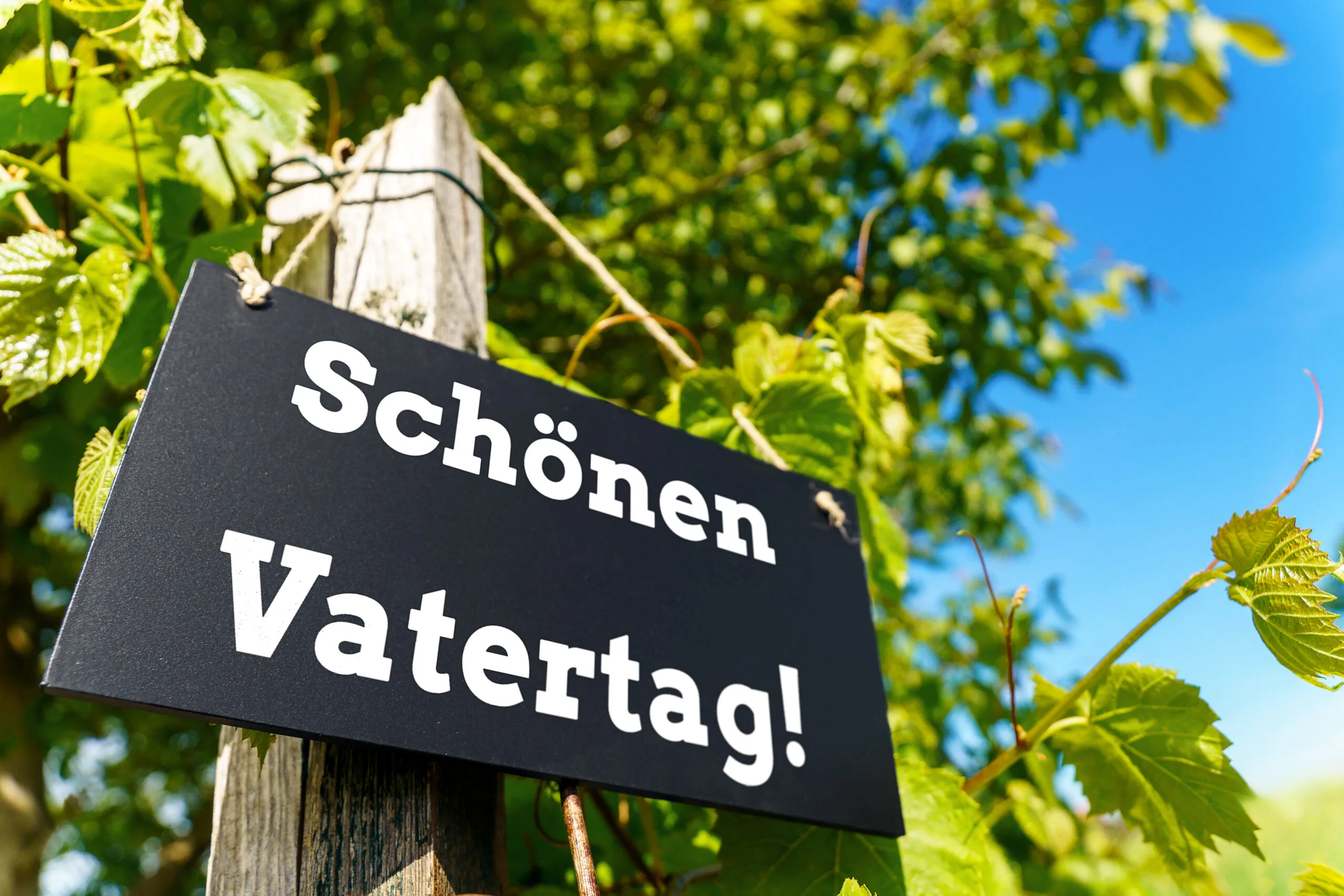 Vatertagsgruß auf einem schild mit der aufschrift: schönen vatertag!