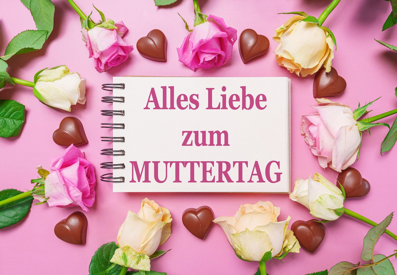 Rosen mit schriftzug: alles liebe zum muttertag!